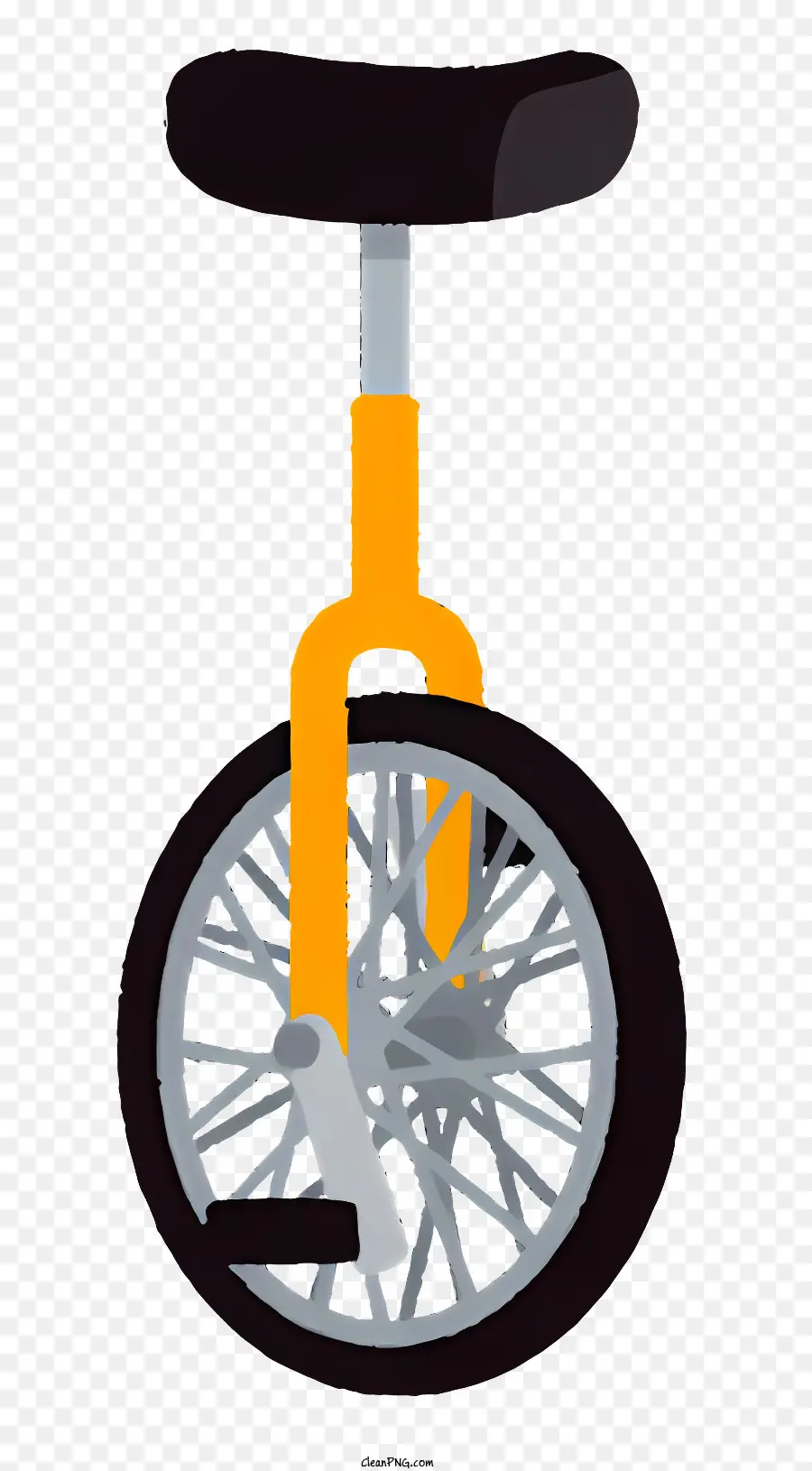 bicicletta in bicicletta in bicicletta una silhouette a ruota - Silhouette di un monociclo con pneumatico in gomma riflettente