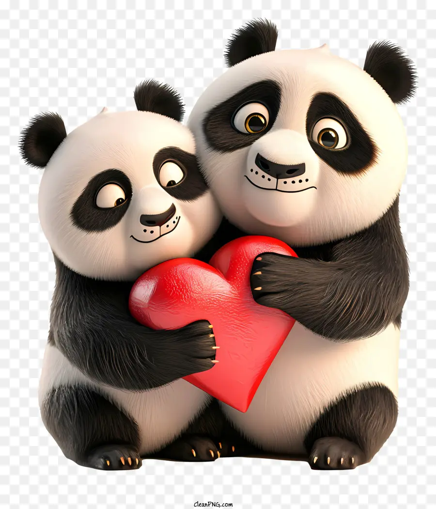 Valentine Panda Pandas Liebe gefährdete Arten süße Tiere - Zwei Pandas verliebt, Hände halten und sich umarmen