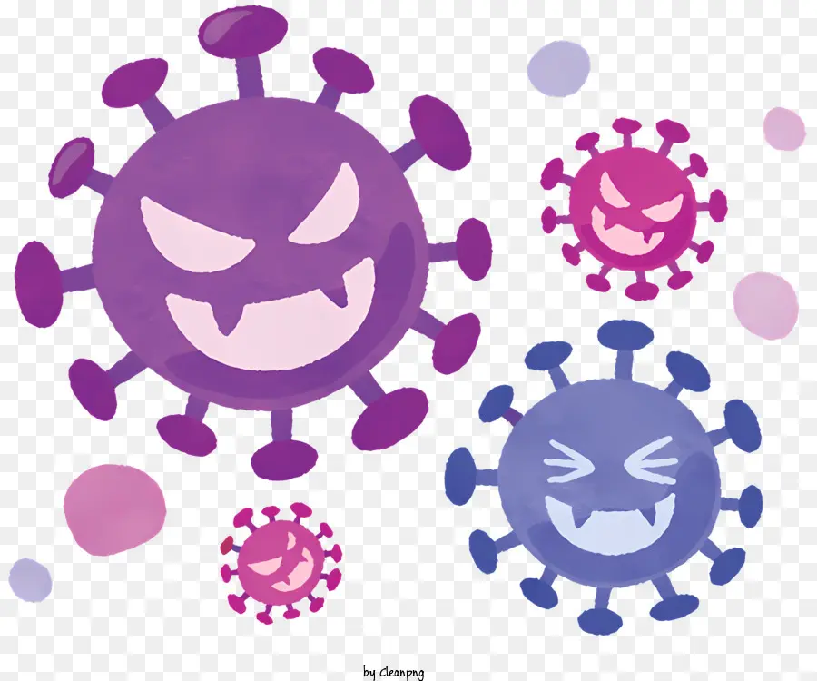 Virusviren Emotionen glücklich traurig - Chaos und Emotionen, die durch farbenfrohe Viren dargestellt werden
