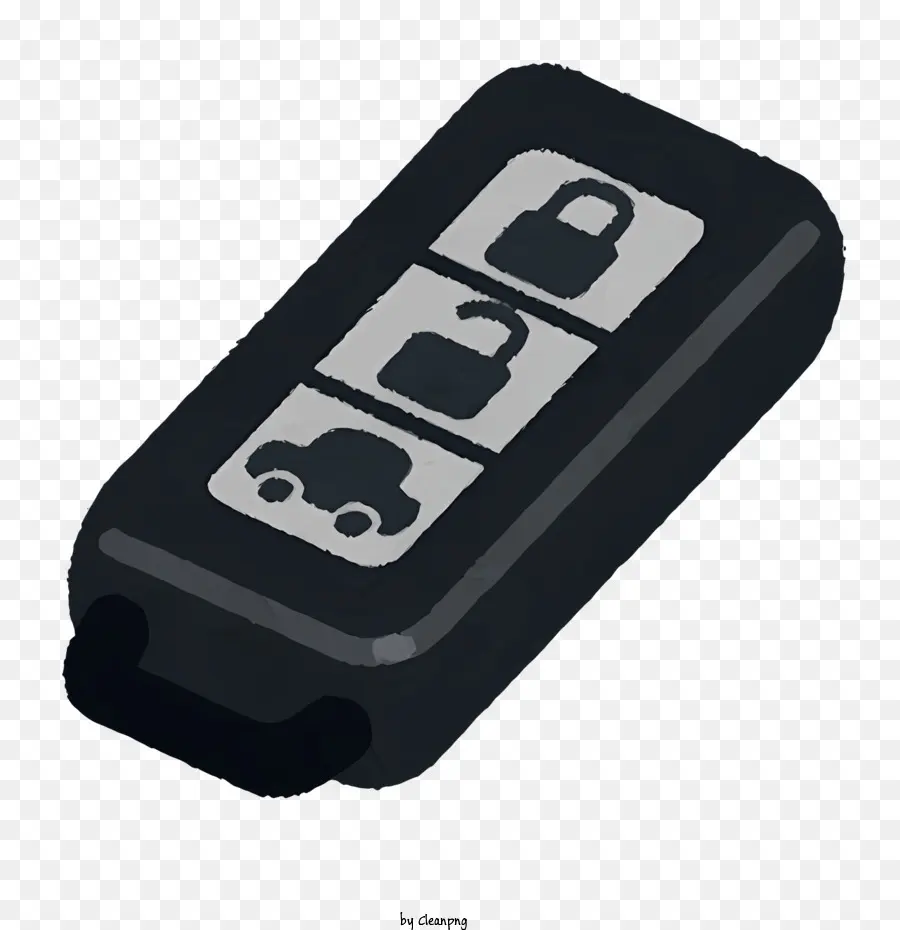 Chiave Smart Chiave Smart Control Black Black Remote Control Blocco pulsante Unlock - Remoto controllo nero con pulsanti etichettati sdraiati