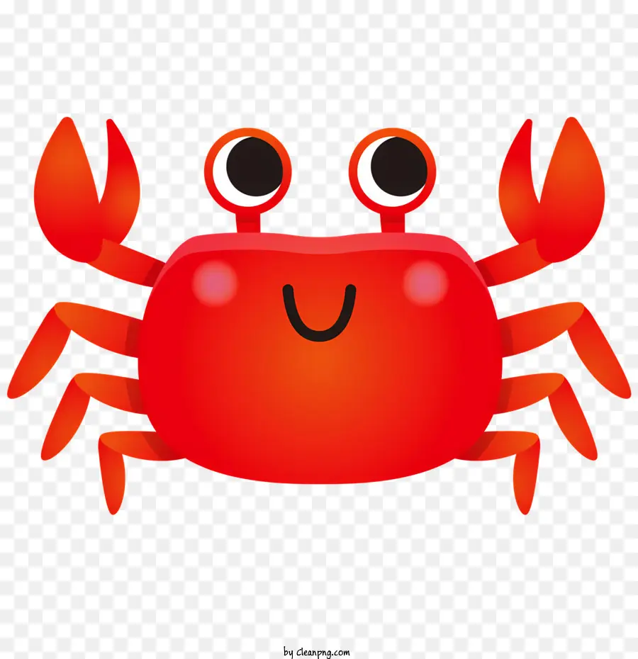 Krabbenkrebs schwarzer Hintergrund Einfacher Stil realistisch - Lächelnde Krabbenabbildung auf schwarzem Hintergrund