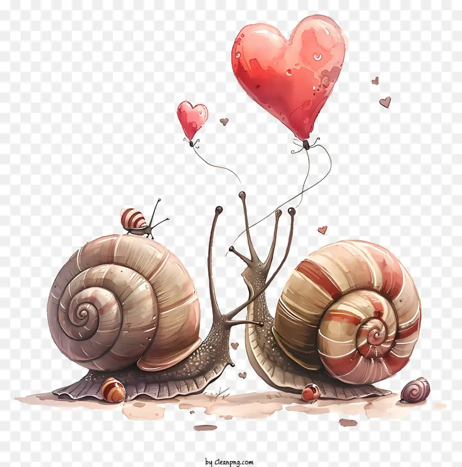 Valentine Snails amore romantico lumaci naturali - Scena di lumaca romantica e stravagante con palloncino