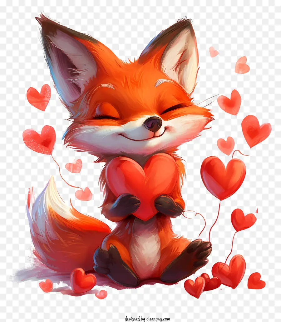 Herz symbol - Weniger Fuchs hält das Herz, umgeben von Liebe