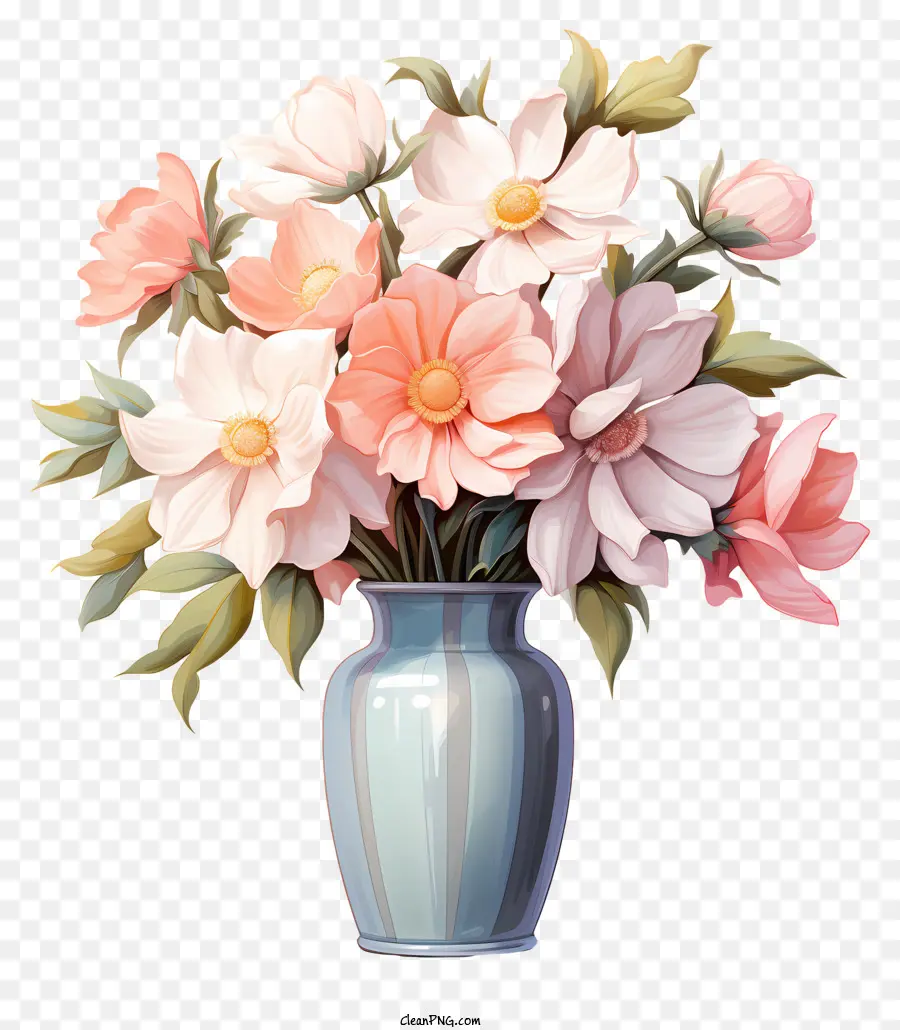 hoa pastel trong bình hoa hoa hoa màu hồng và trắng gốm - Bình gốm với hoa màu hồng và trắng
