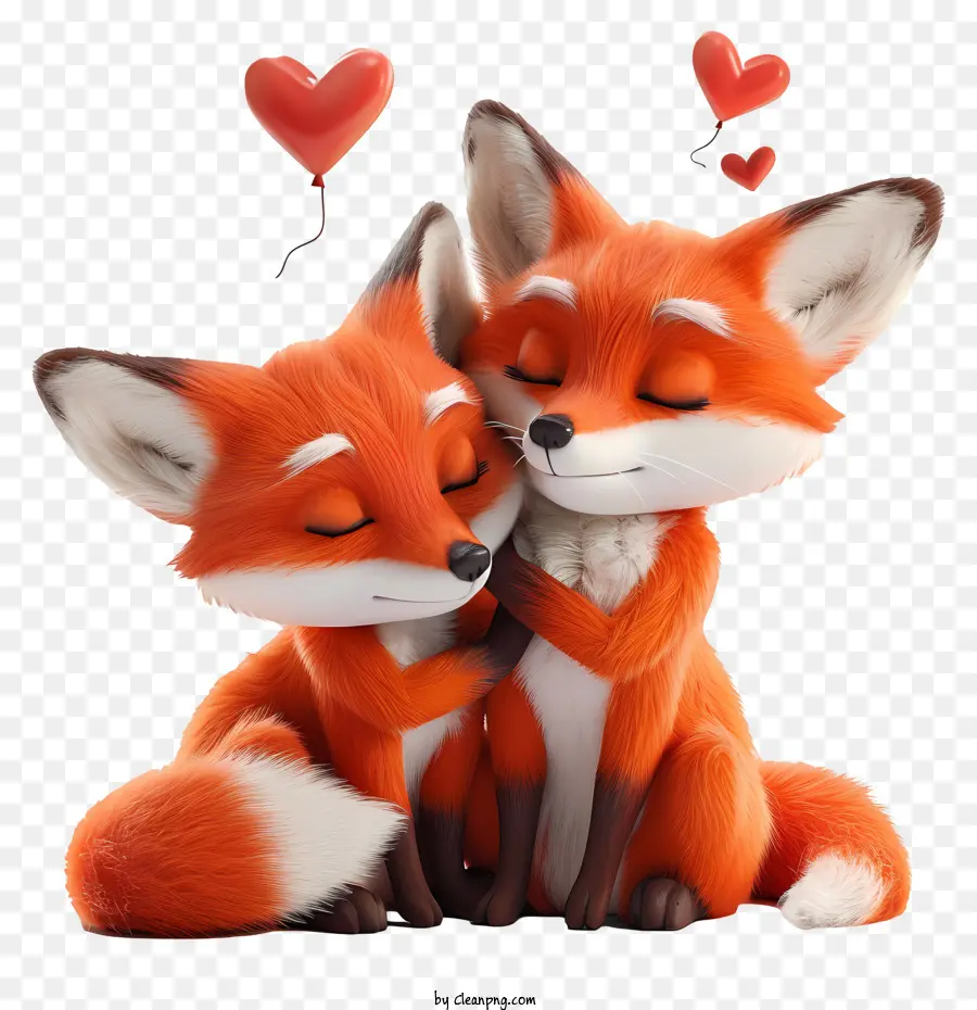 valentine fox red fox cuddling happiness closed eyes
