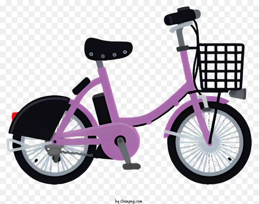 bicicletta in bicicletta rosa in bicicletta con cesto sfondo nero formato png - Bicicletta rosa con cestino frontale su png nero