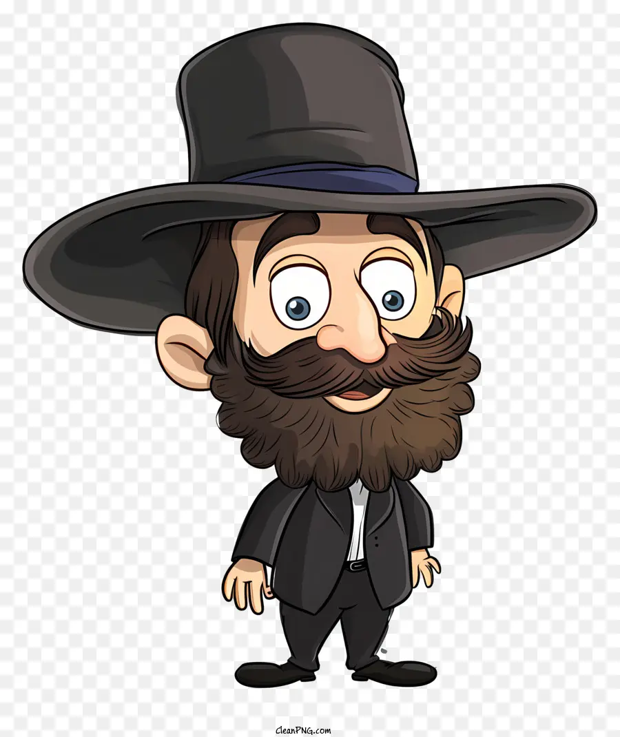 Schnurrbart - Ernsthafter, bärtiger Mann in schwarzem Anzug und Hut