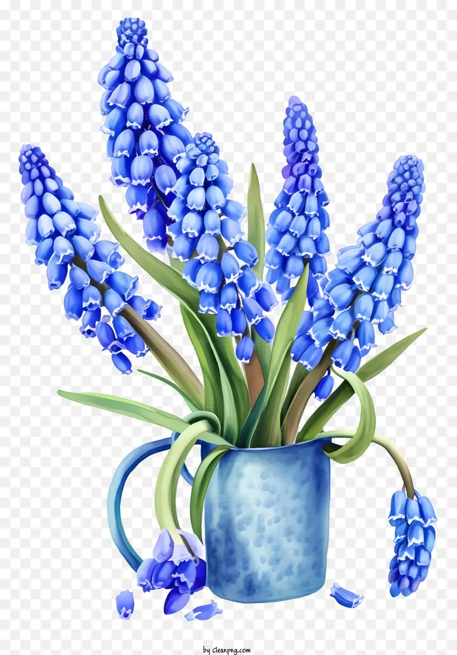 Blumenvase - Blaue Hyazinthen in Vase mit gestreiftem Muster