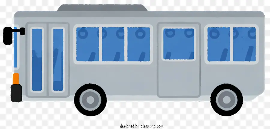 Finestra dell'autobus in autobus Grigio senza ruote - Autobus ancora grigio senza ruote