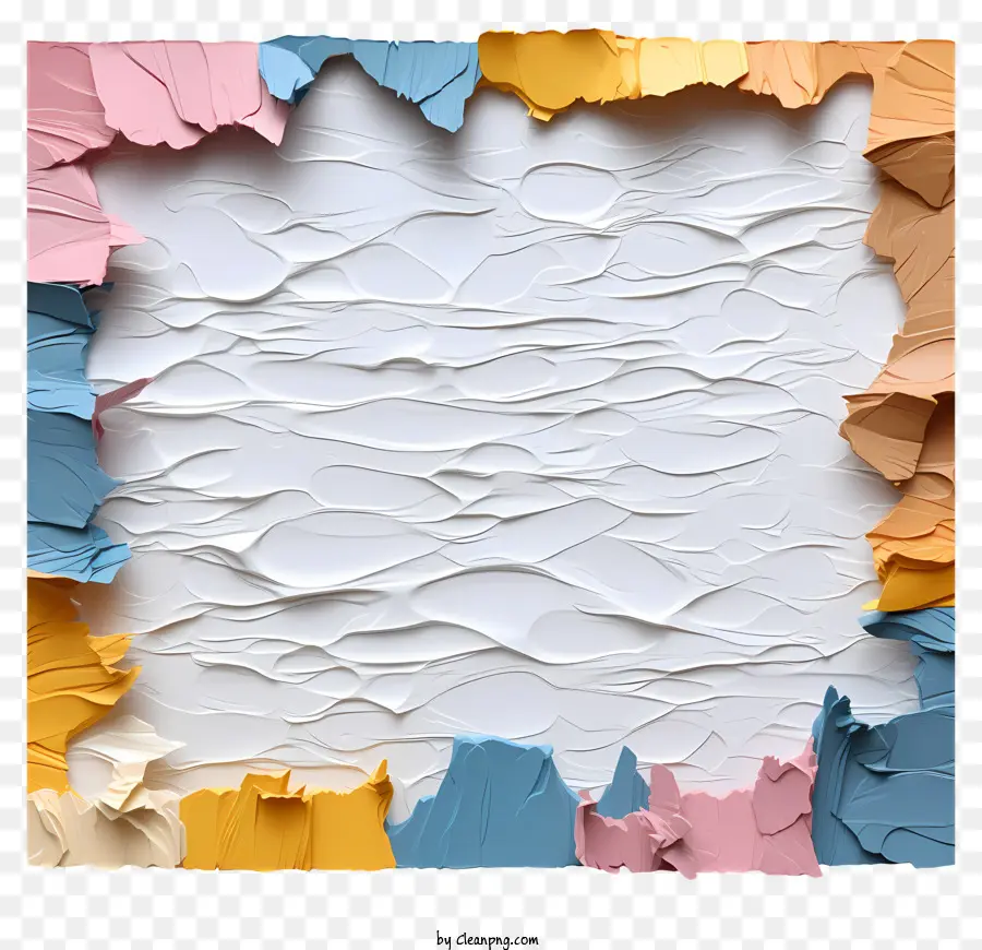 weißer Rahmen - Collage aus zerrissenem, abgenutztem Papier mit weißem Rahmen