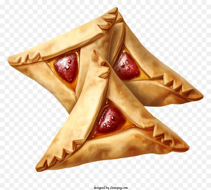 Purim Hamantaschen Dreieck Gebäck Fruchtteig Topping Teig/Brot Konditor knuspriges Gebäck - Dreiecksgebäck mit Obst und cremiger Füllung