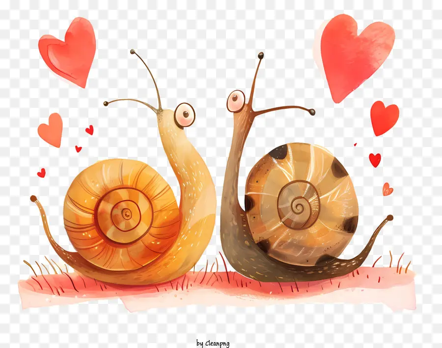 Valentine Snails Snails Love Romance carino - Due lumache con gusci aperti innamorati