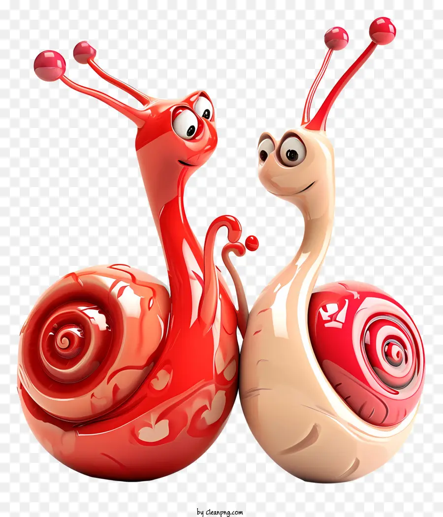 Ốc ốc Valentine Red Sên gốm Snails hình trái tim ôm lấy - Ốc gốm đỏ trong vòng tay trên đá