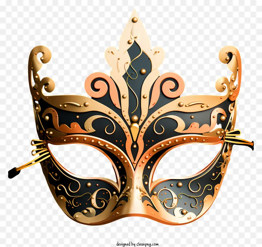 Handgezogene Maskerade -Maske Verzierte Maske Metallmaske Inquic Mask Design Schwarz Hintergrundmaske - Verzierte Metallmaske mit komplizierten Golddetails