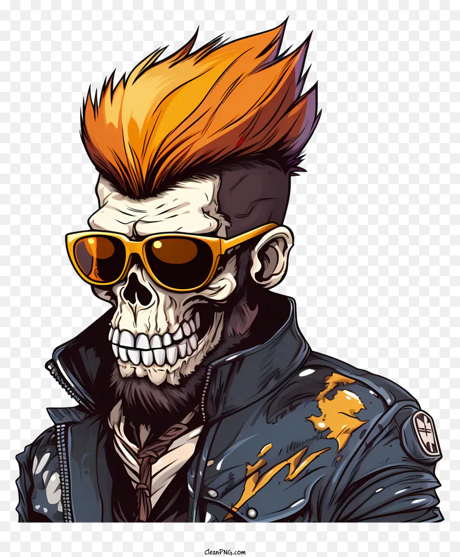 funky monkey with gold watch cartoon punk style leather jacket mohawk haircut aggressive expression