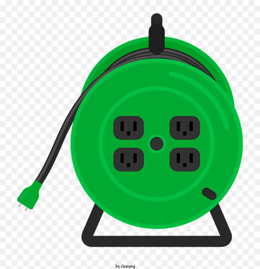 icon green electrical reel two outlet electrical reel black surface electrical reel electric cord reel