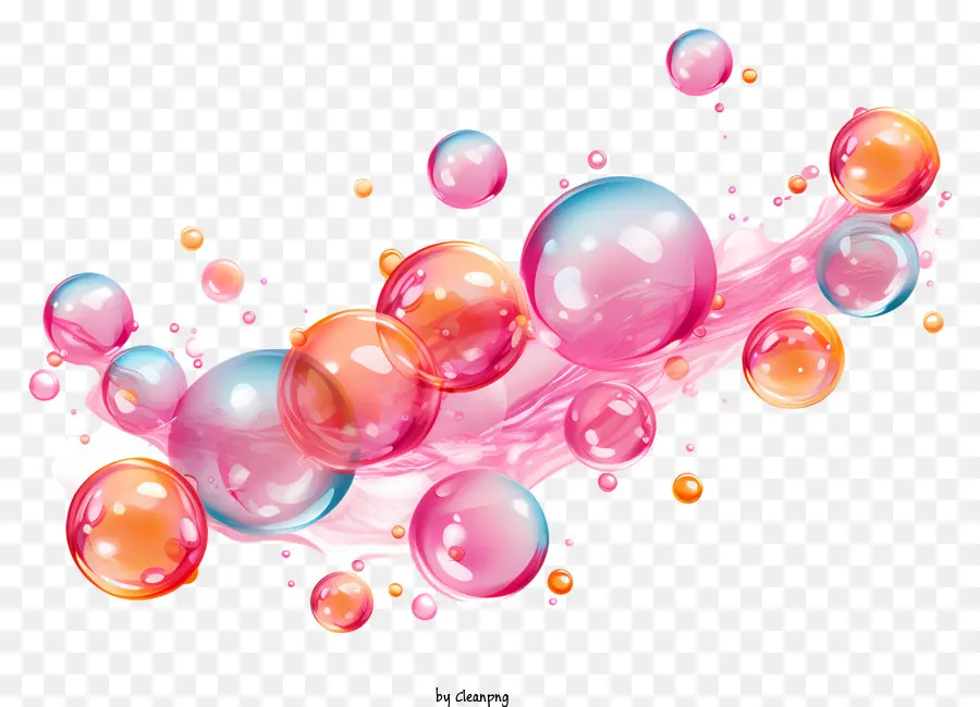 Orange - Rosa und Orangenblase mit kleinen Blasen