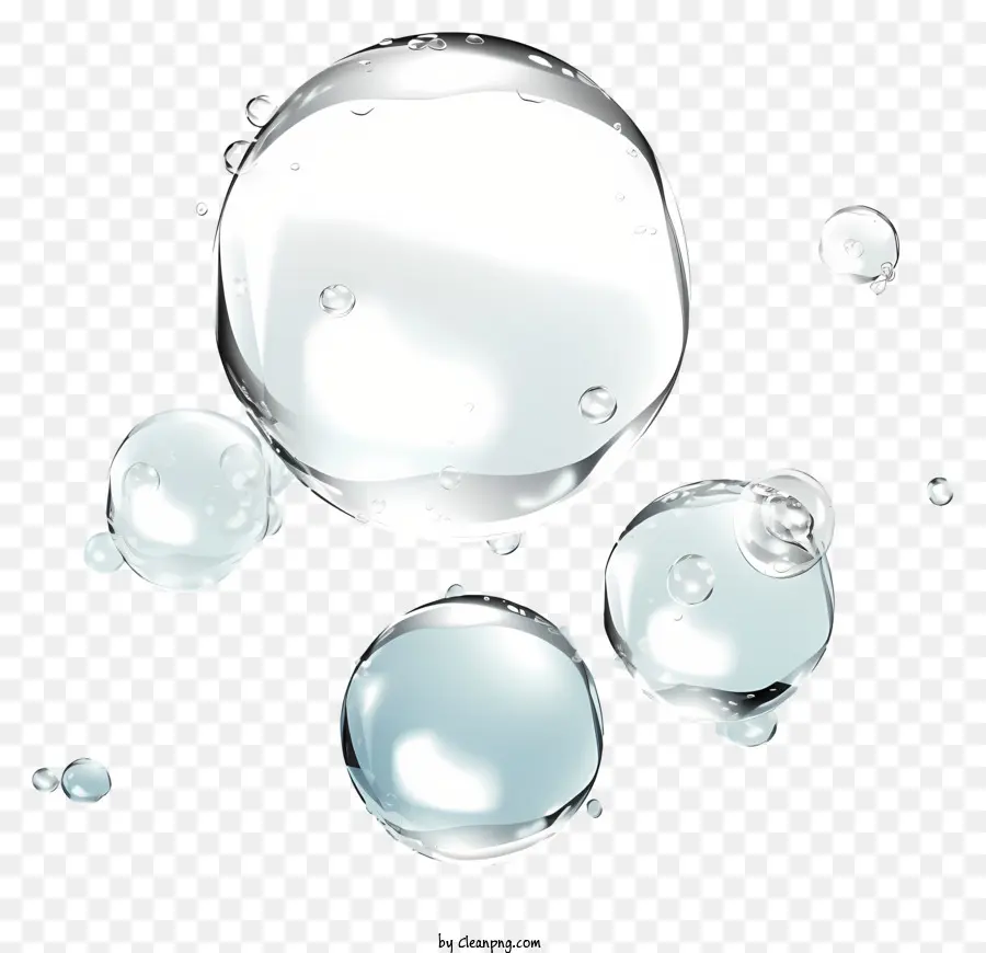 Sketch Style Solap Bubbles Bolles Transparent Liquid Black Sfrollo round Forma rotonda - Bolle trasparenti su sfondo nero, fluido e luce