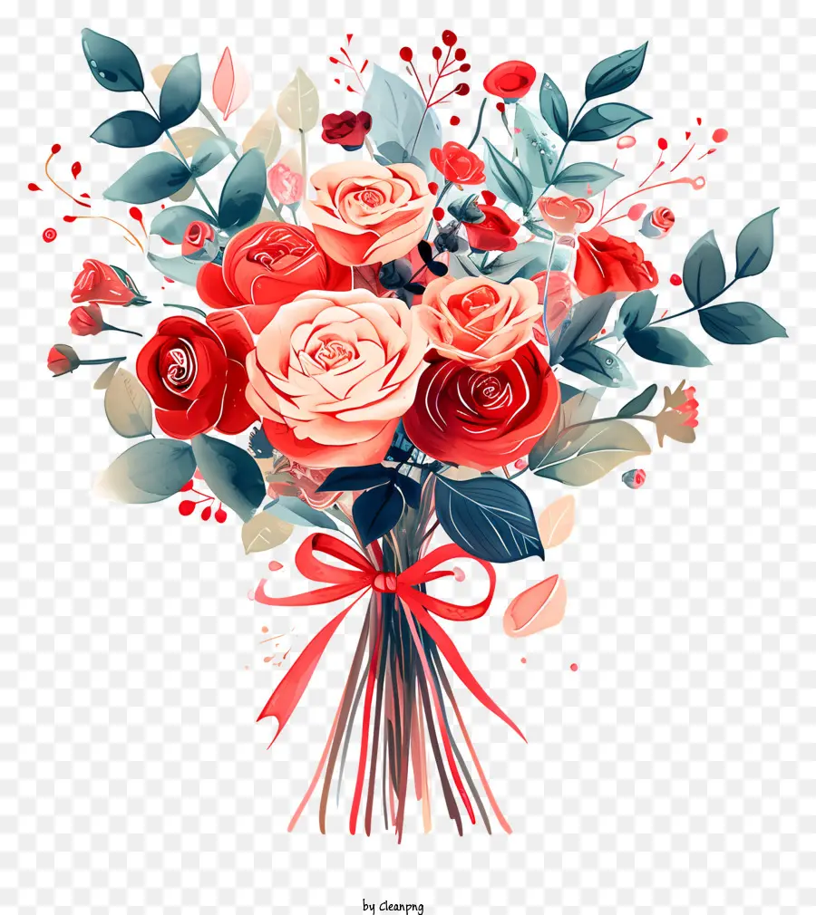 Rote Rosen - Romantischer Blumenstrauß mit roten, rosa und weißen Rosen