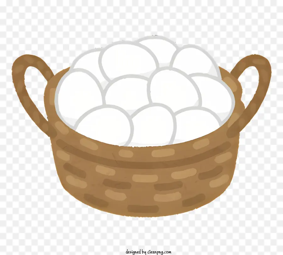 cesto alimentare uova bianche manico a cestino vocoso - Cestino con uova bianche, alcuni rotti, su sfondo nero