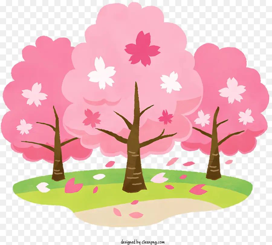 flower pink tree green grass cherry blossoms pink and white flowers