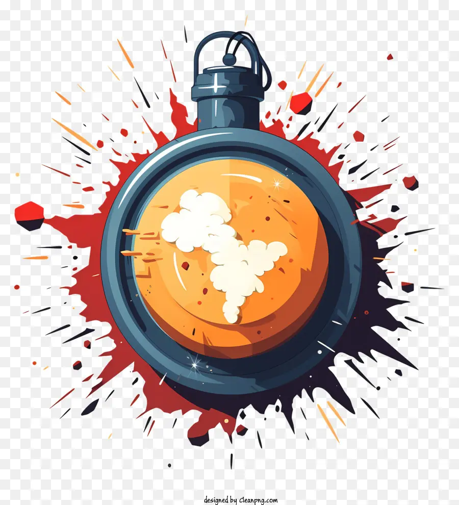 doodle style timer bomb small round object bomb cannonball orange and brown colors