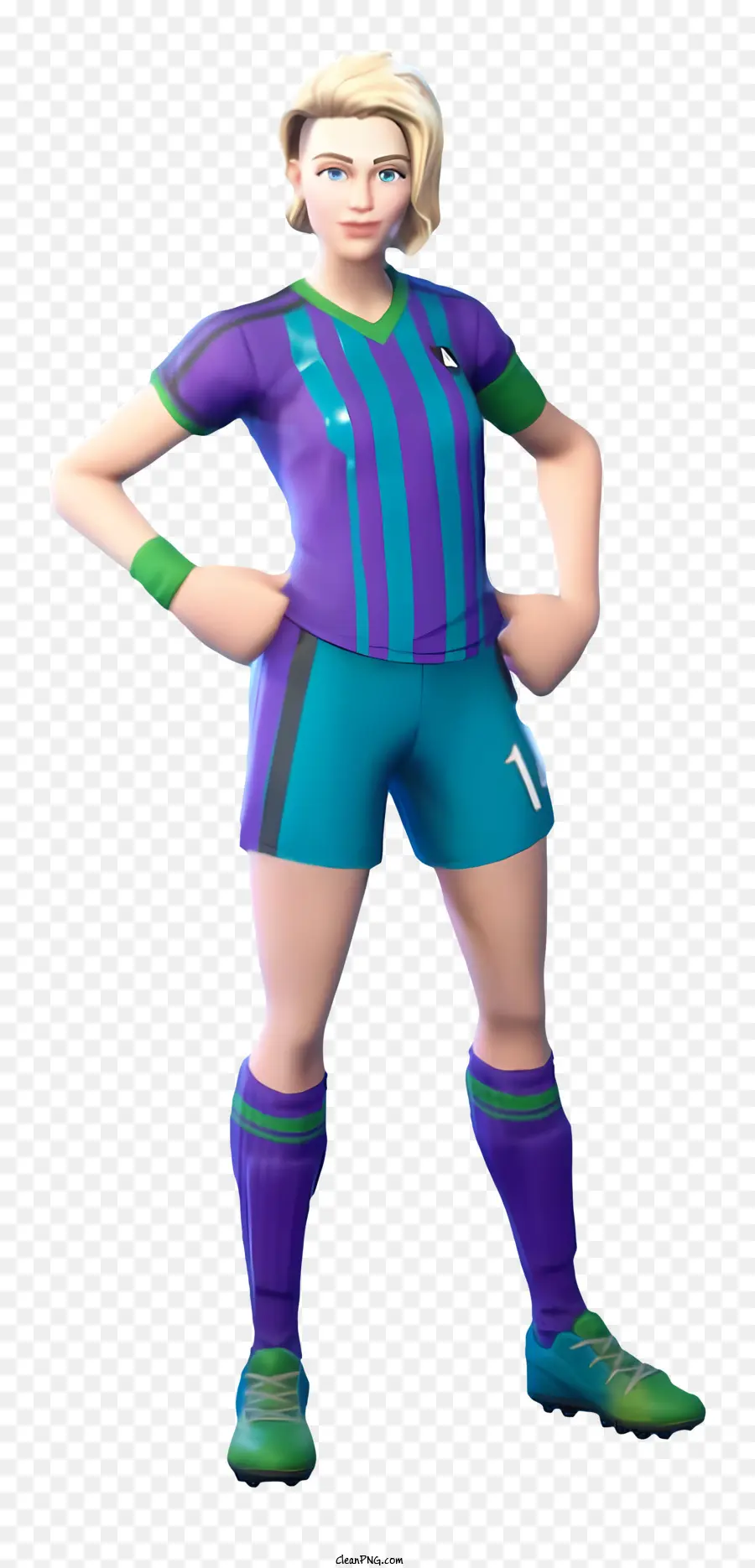 fortnite football skin blue and purple jersey yellow strip number 7 player