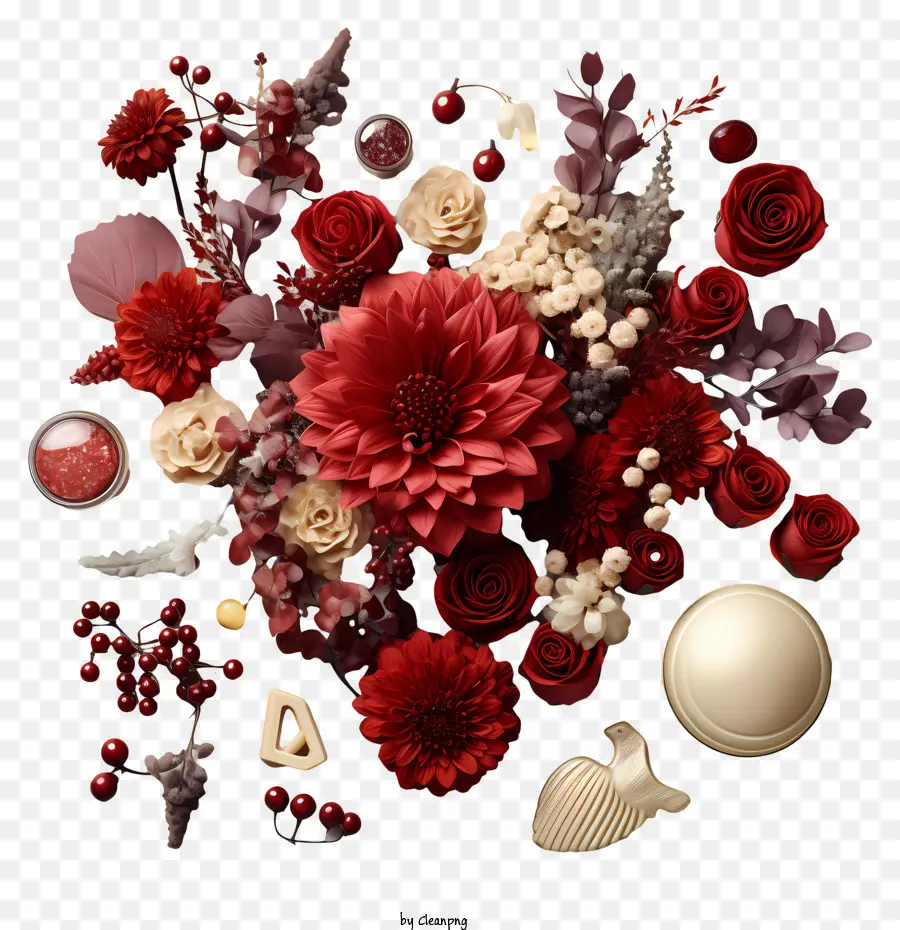 valentines Tag - Festliche, elegante Blumenstrauß mit roten und weißen Blumen