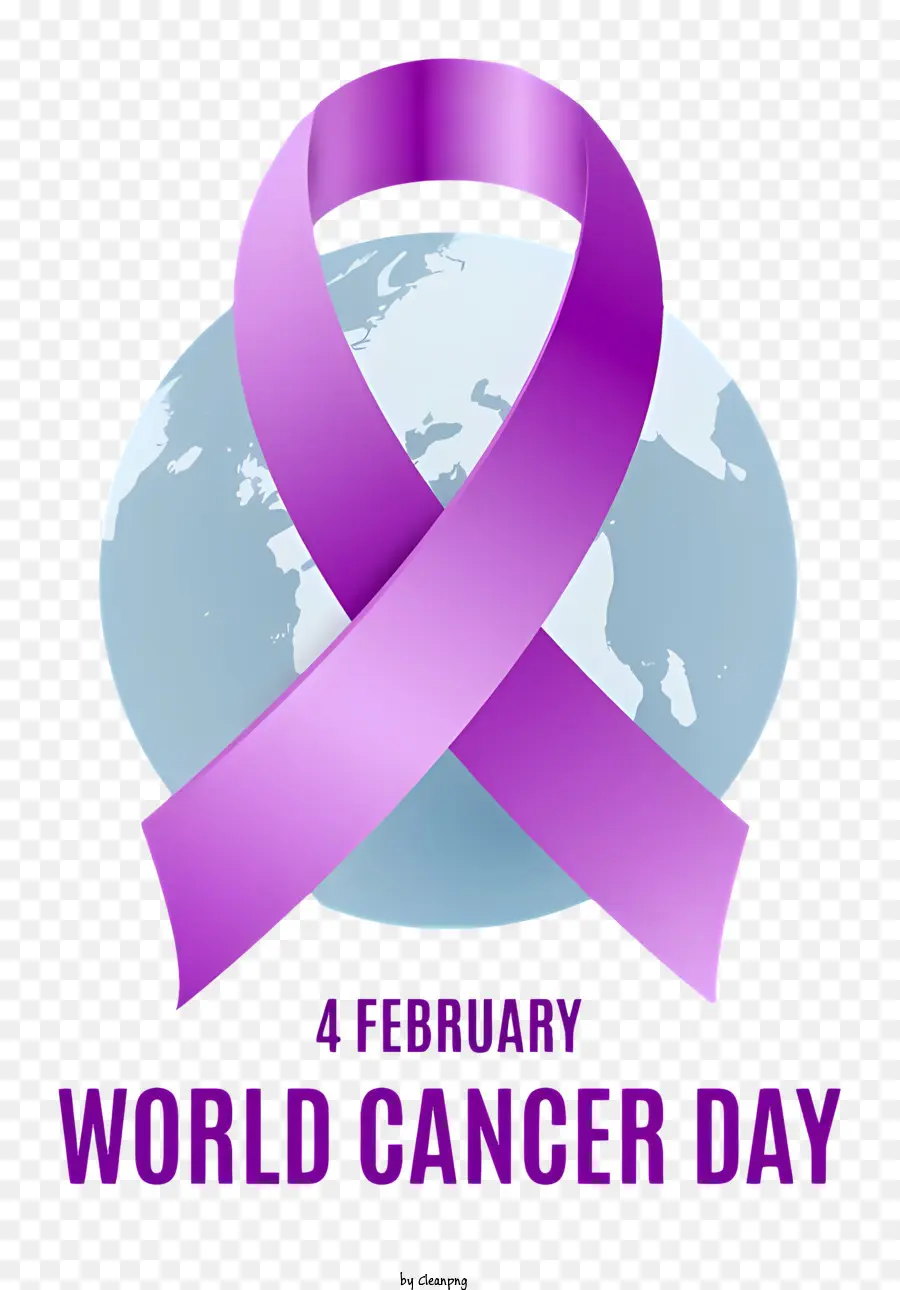 nastro viola - Il logo della Giornata mondiale del cancro aumenta la consapevolezza e incoraggia l'azione