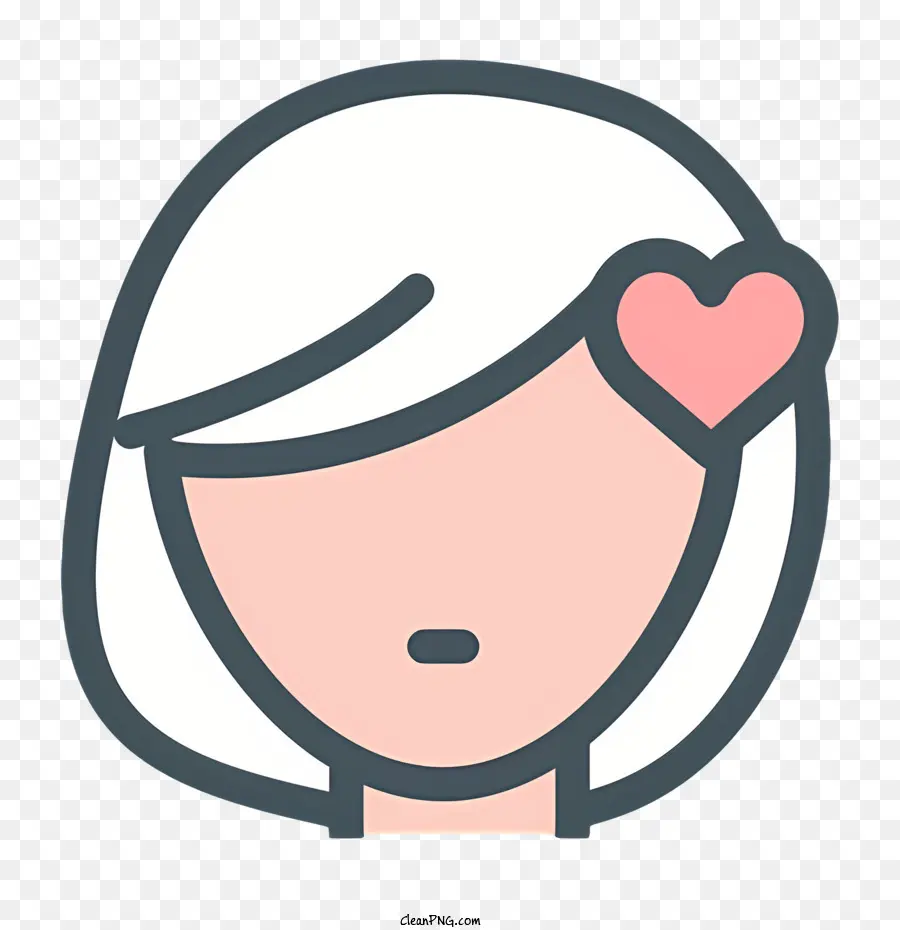 flat line valentines day woman face heart-shaped object forehead