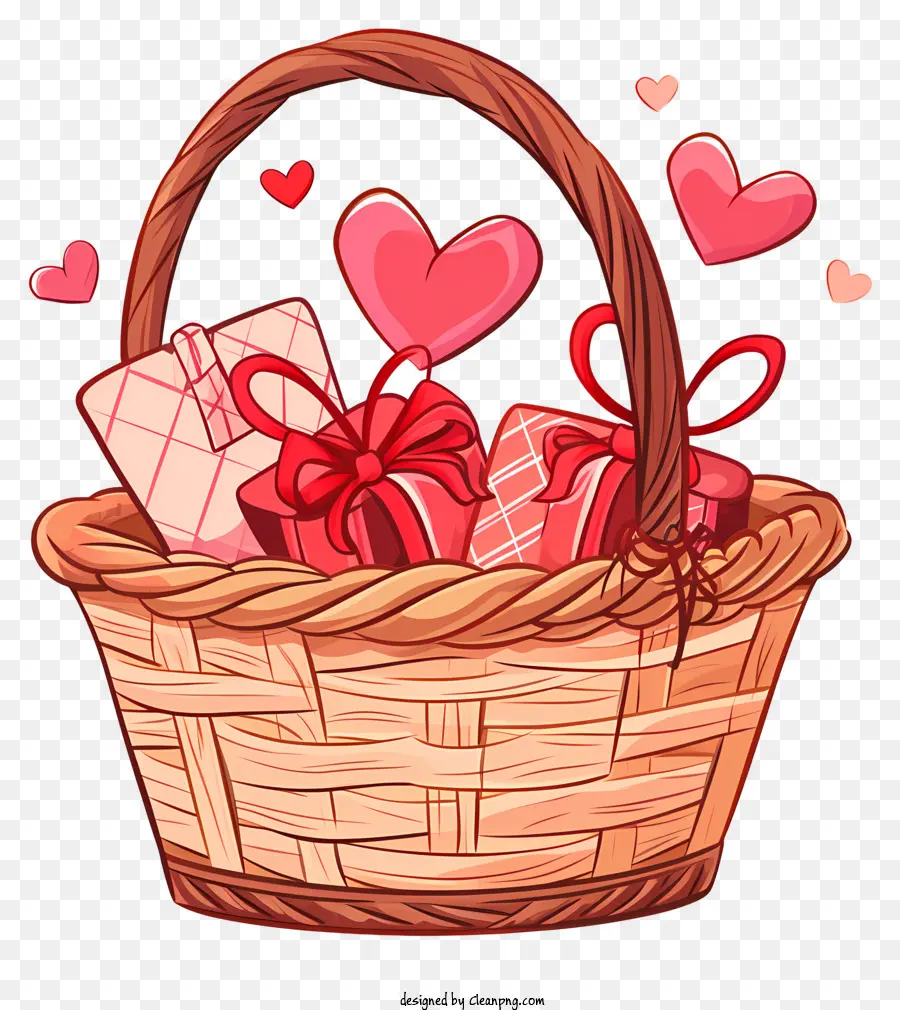 Valentinstag - Korb gefüllt mit Valentinstagsartikeln