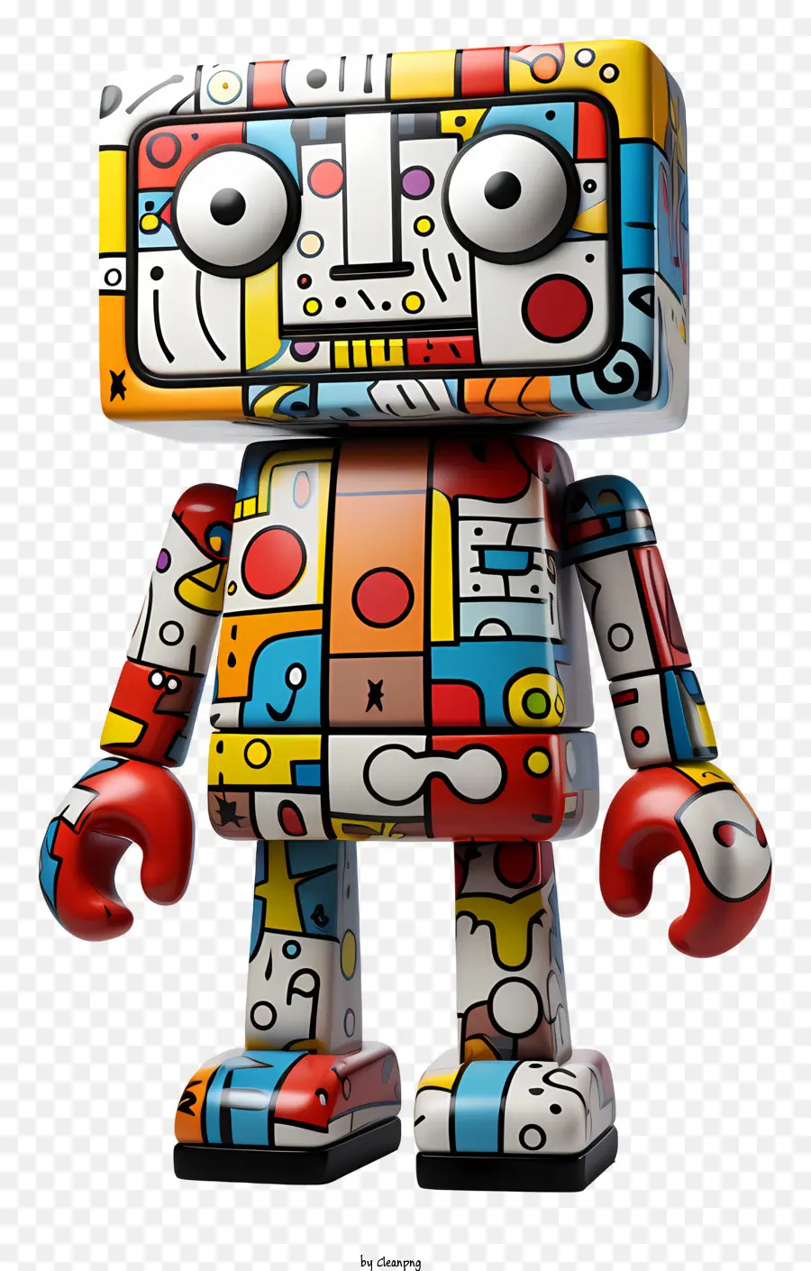 hình dạng - Robot đầy màu sắc với thiết kế chi tiết, đội mũ bảo hiểm
