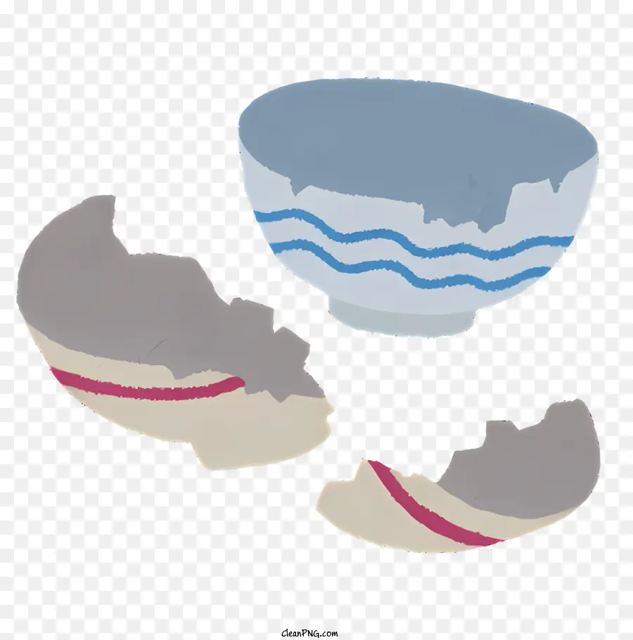 Icon gebrochene Tassen geknackte Tassen Porzellanbecher Keramikbecher - Zwei gebrochene Tassen mit gestreiften Mustern, geknackt