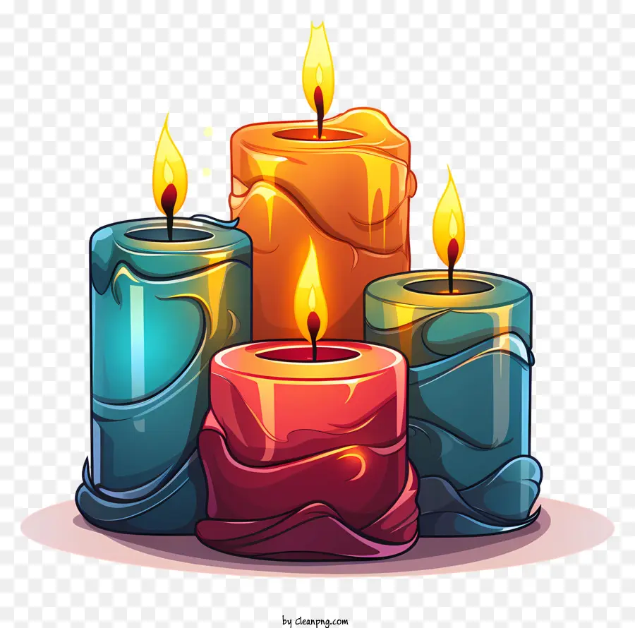 Kerzenlicht bunte Kerzen Wachs Kerzen geschmolzene Kerzen tropfte Kerzen - Bunte geschmolzene Wachskerzen im Kreis angeordnet