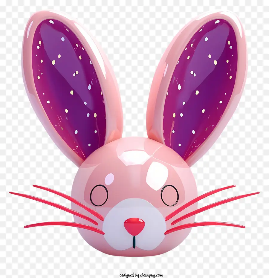 Bunny Ears Pink Rabbit Blue Eyes Tai đầu tròn - Thỏ màu hồng với đôi mắt và tai màu xanh