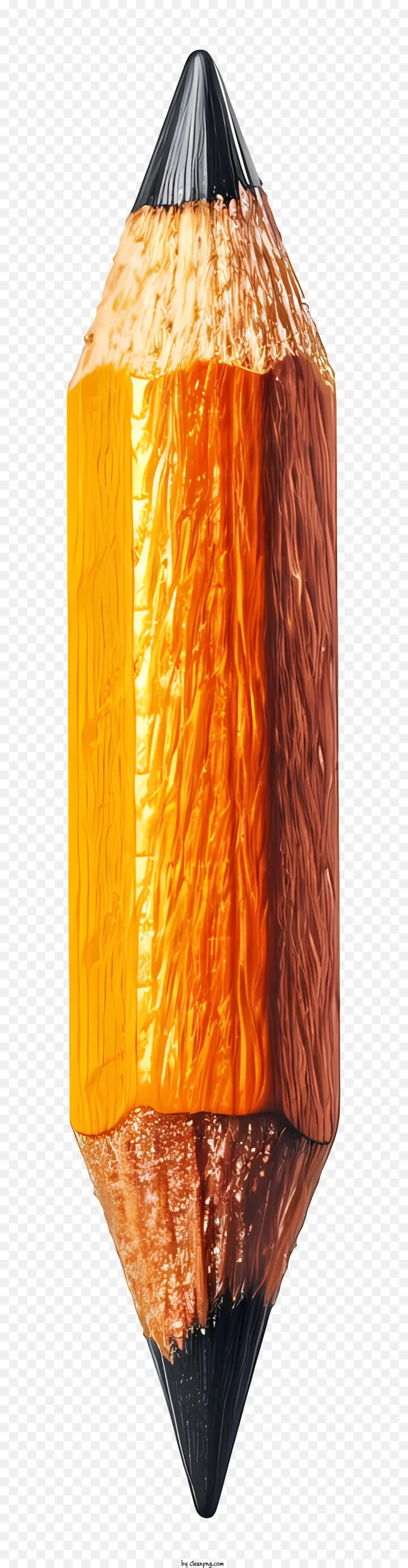 Bleistift farbenfrohe Bleistift Illusion der Tiefentextur Orange und schwarze Farbe - Mehrfarbiger Bleistift mit realistischer Textur und Tiefe