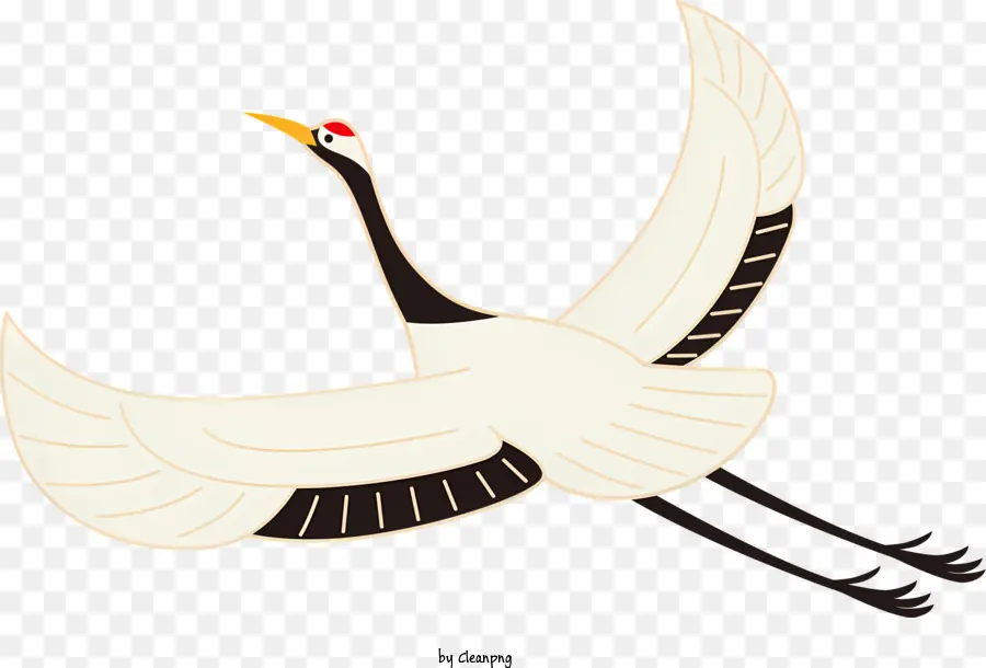 Kran Vogel - Cartoon -Stil Vogel mit schwarzem Körper fliegen