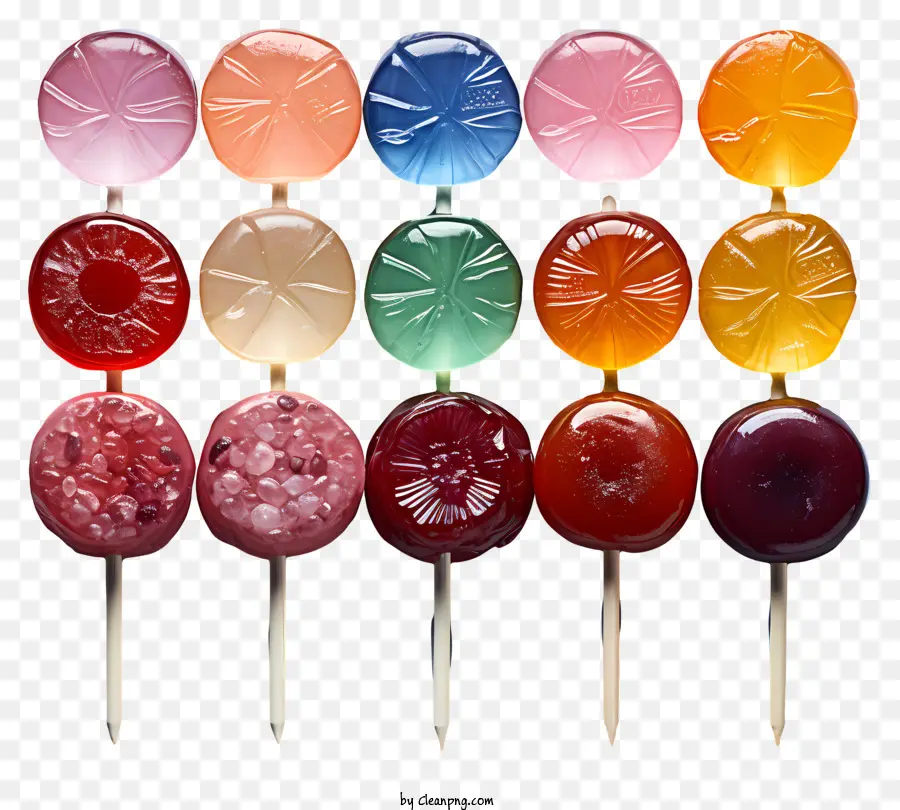 Lollies Lollipops Colors Forme Glossy Finish - Lollipop colorati con forme diverse su sfondo nero