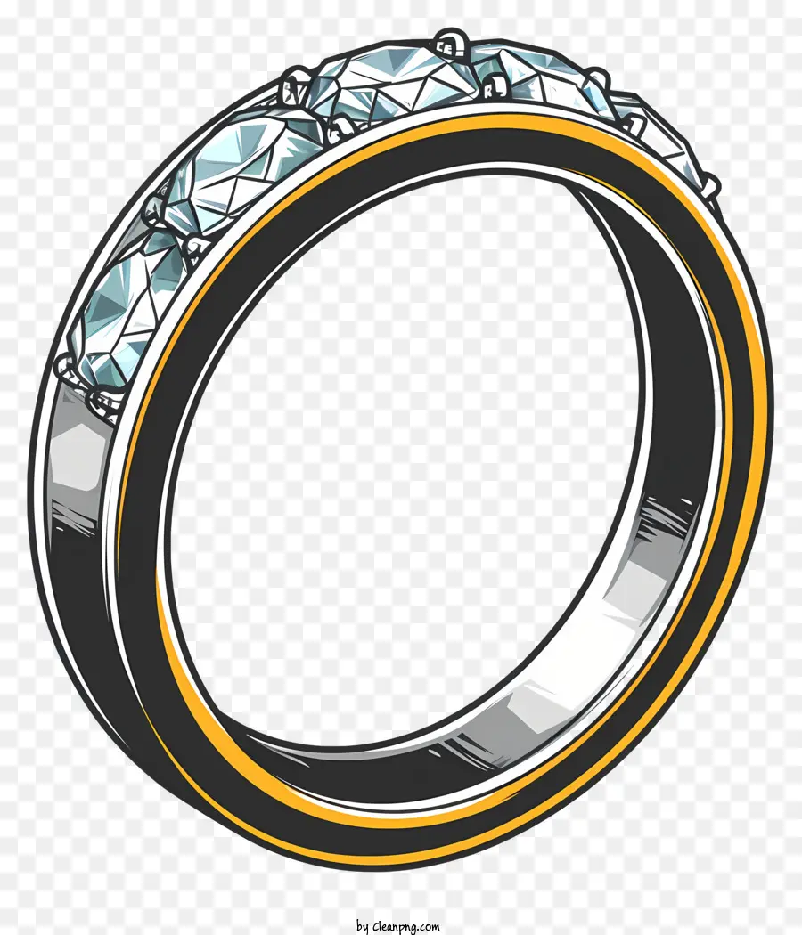 Line Art Ring Wedding Ring Ring Bạch kim vòng năm chiếc nhẫn kim cương được đánh bóng - Vòng bạch kim với năm viên kim cương, tượng trưng cho tình yêu