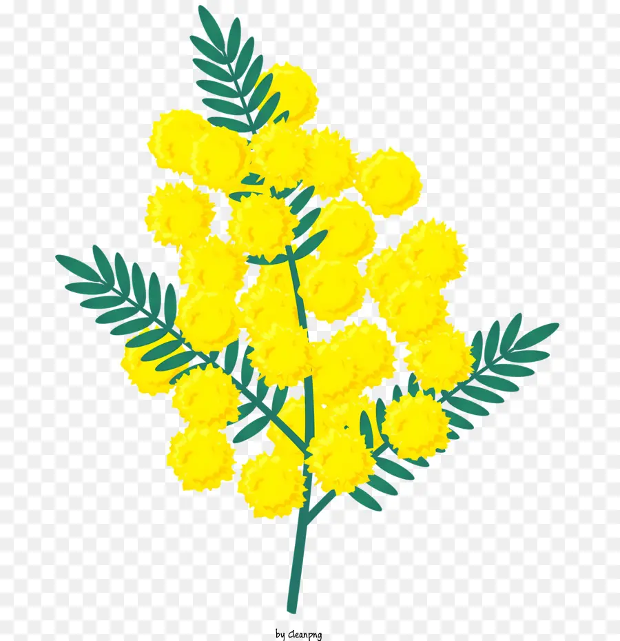 fiore giallo - Fiore giallo in stile piatto con foglie verdi
