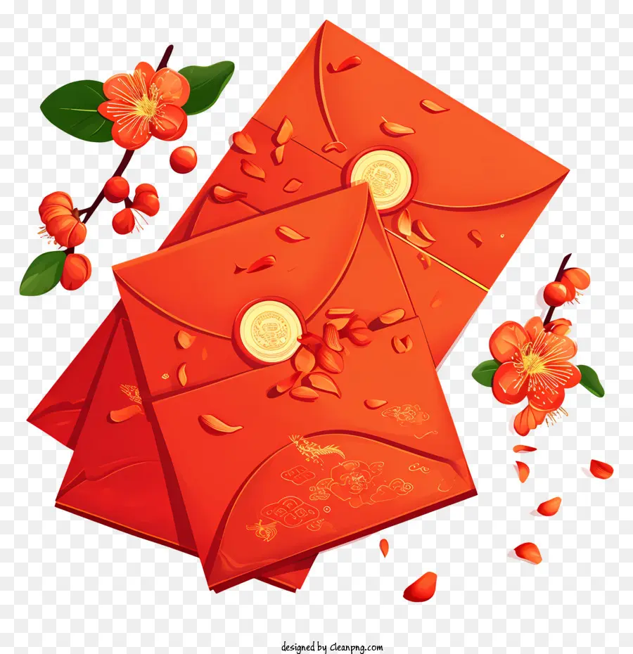 Chinesisches Neujahr - Umschlag mit floralem chinesischem Laternenmotiv für besondere Anlässe