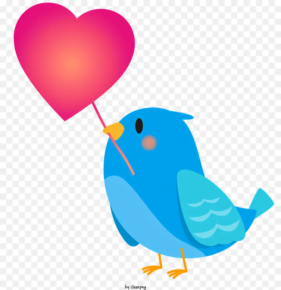 rosa Ballon - Blue Bird hält rosa Herzballon im schwarzen Hintergrund