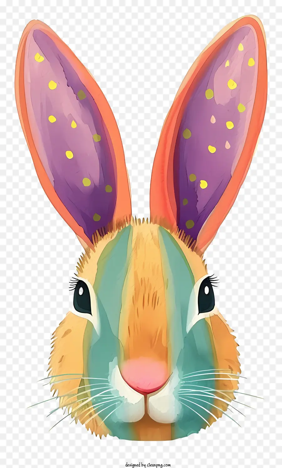 WaterColor Bunny Ears Bunny illustrazione del coniglietto per coniglietto carino coniglietto bouncy dipinto di coniglietto dalle orecchie rosa - Illustrazione del coniglio ad acquerello con sfondo colorato
