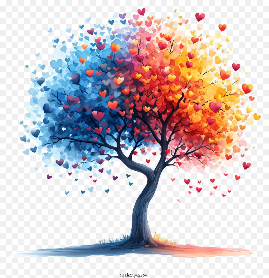 cây trái tim trái tim cây trái tim đầy màu sắc cây tình yêu cây vui vẻ - Cây trái tim đầy màu sắc tượng trưng cho tình yêu và niềm vui