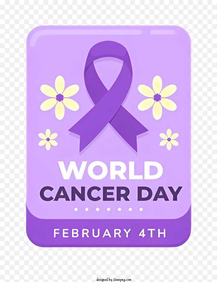 nastro viola - Il nastro viola con fiore simboleggia la Giornata mondiale del cancro