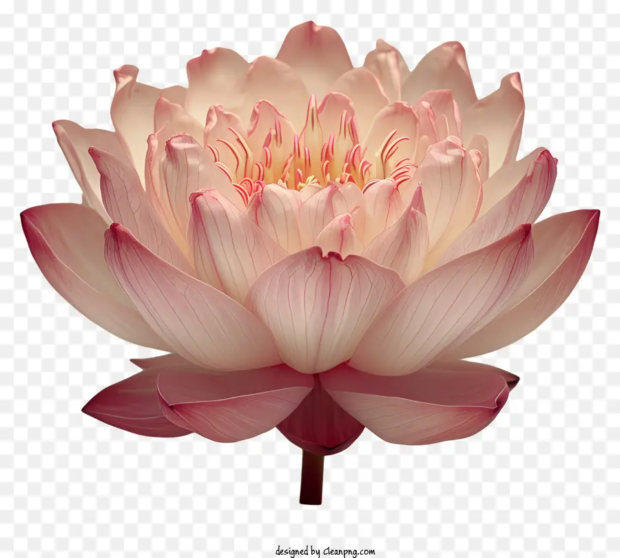 Lotusblüte - Blühende rosa Lotus, Sonnenbeleuchtung, auf schwarzem Hintergrund
