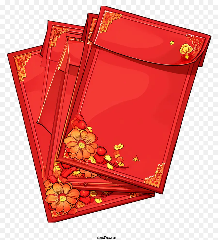 Chinesisches Neujahr - Festliche, romantische rote Umgebung mit goldenen Akzenten