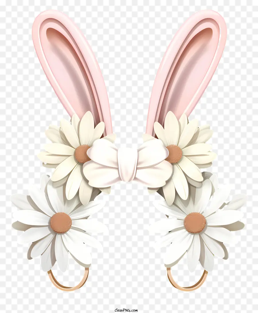 Hasenohren mit Gänseblümchen Blumenohrhut weiße Blumen Bögen Kaninchenohren - Ohrhut mit weißer Blume und Kaninchenohren