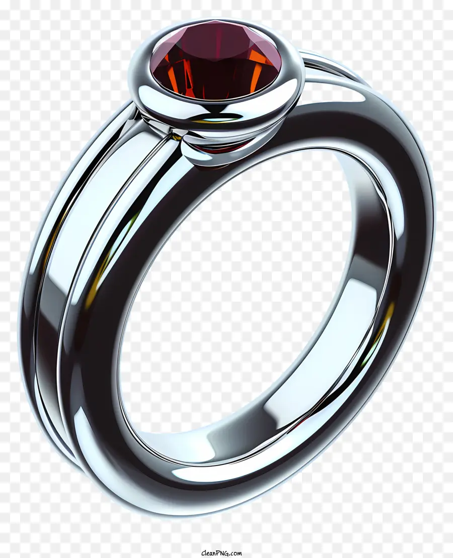Realistischer 3D -Stil -Ehering Ring Ring 360 Grade AAA Weißgold Rote Garnets Oval Form - 360 Grade AAA Weißgoldenring mit ovalen roten Granaten. 
Schlankes, modernes Design; 
Perfekte Passform, komfortable Breite