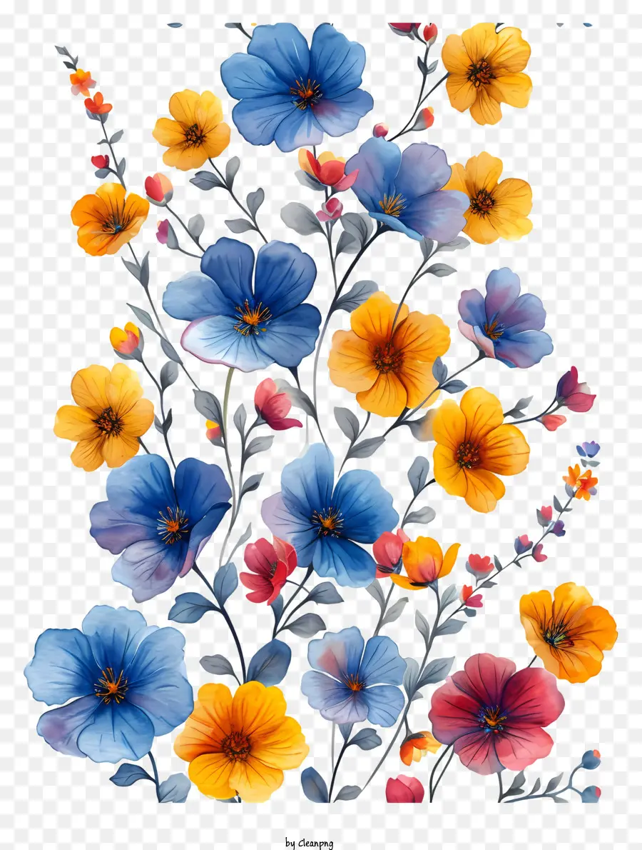 floralen Hintergrund - Blumenhintergrund mit farbenfrohen, symmetrischen Blütenanordnung